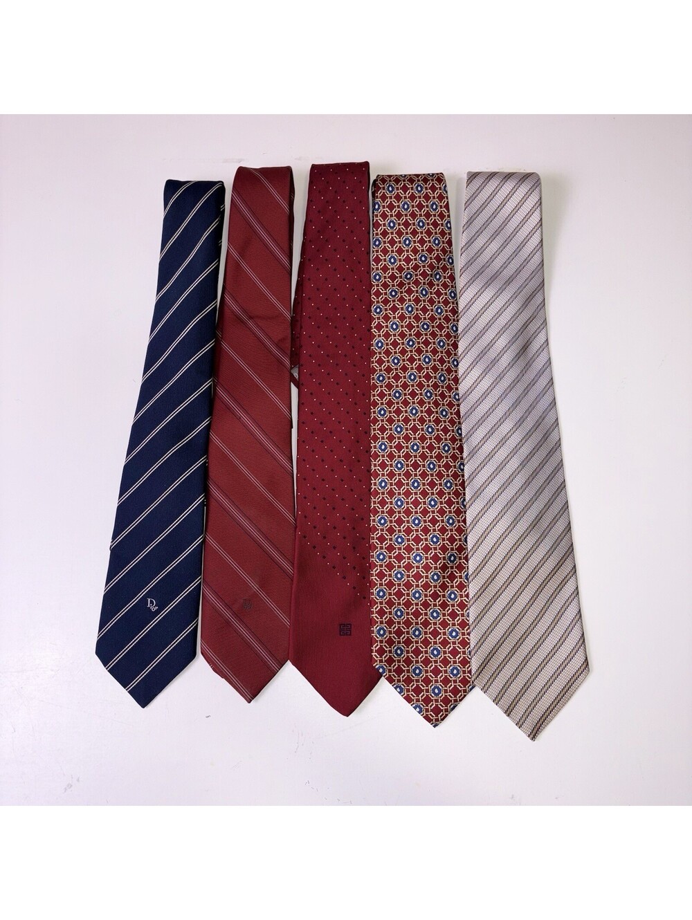 Designer Silk Tie Lot 5 Dior Givenchy Fendi Zegna Men’s Neckties Vintage